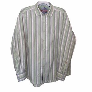Robert Graham Multicolor Striped Button Down Long Sleeve Shirt Size XL